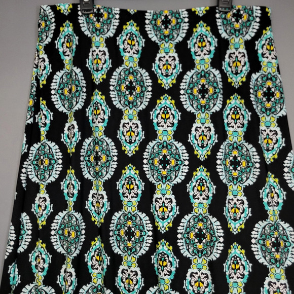 Cato Maxi Skirt Womens Plus Size 18/20W Black Turquoise Paisley Border Stretches - Picture 3 of 11